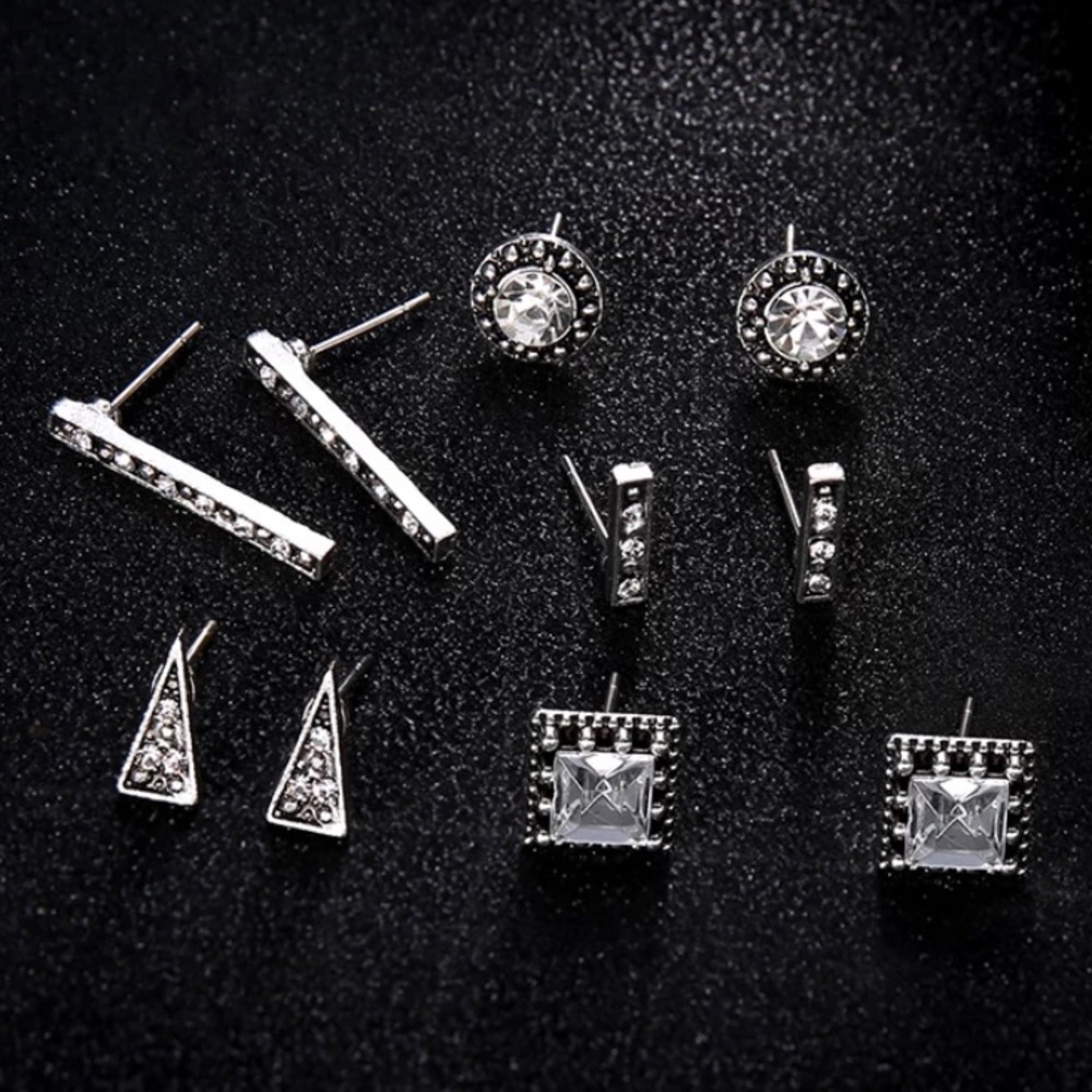 Boho Crystal 5 pair Earring set - Picture 2 of 3
